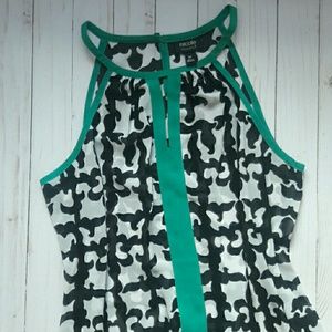 Black white and teal tank top