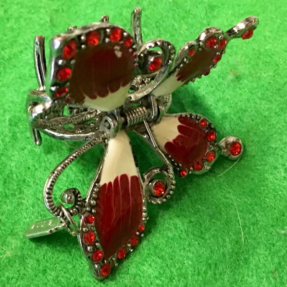 2" Nordstrom Red Ivory Austrian Crystal Hair Claw