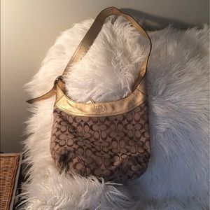 Gold Signature Coach hobo bag