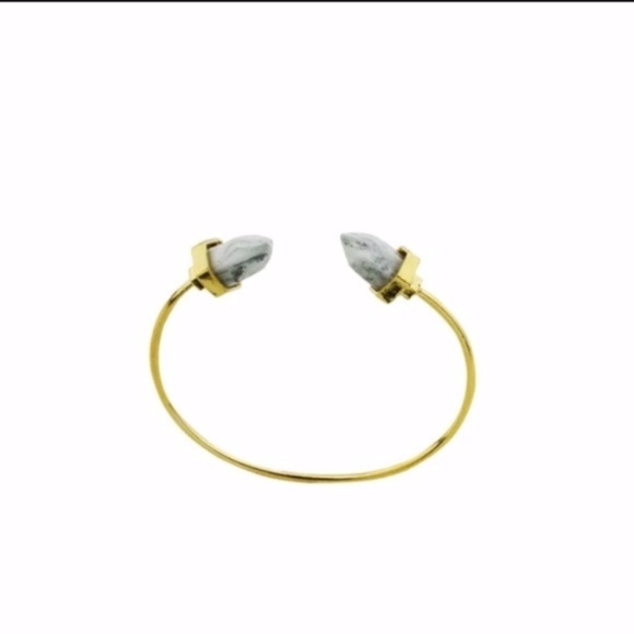 5 for $25 Grey Crystal Gold Color Cuff Bracelet - Picture 2 of 3