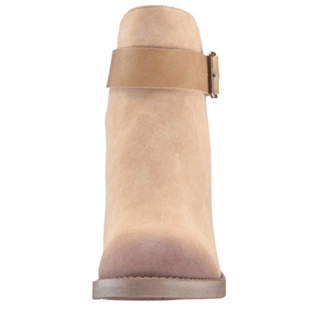 Burnished Distressed Buckle Block Heel Ankle Boots - Picture 4 of 7