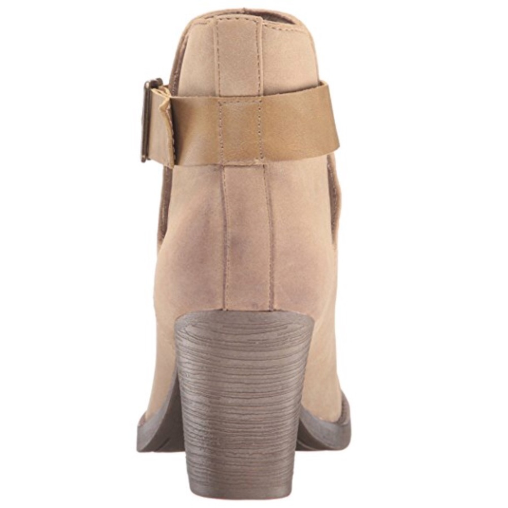 Burnished Distressed Buckle Block Heel Ankle Boots - Picture 6 of 7