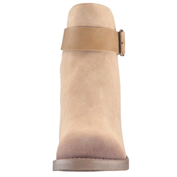 Burnished Distressed Buckle Block Heel Ankle Boots - Picture 4 of 7