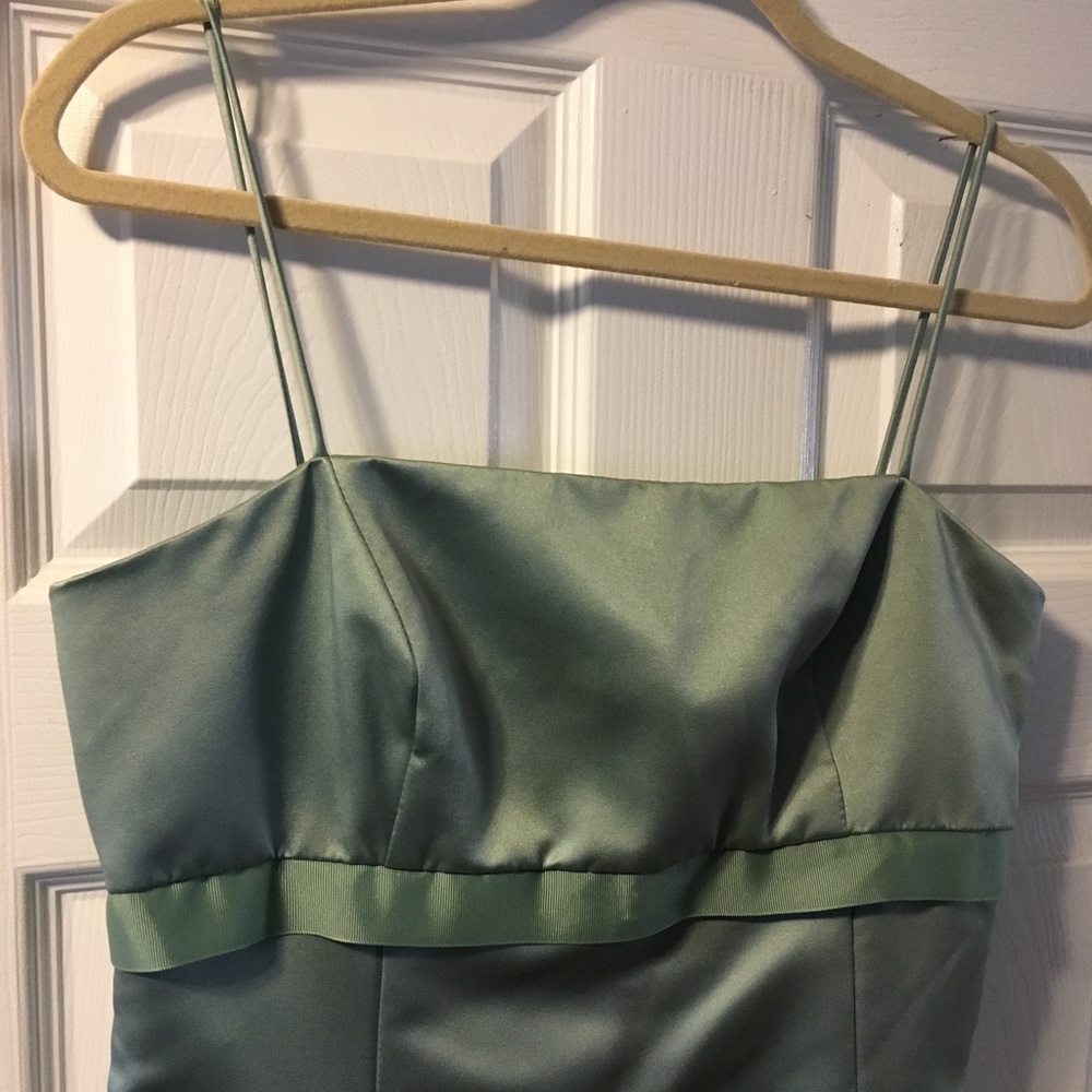 David's Bridal Sage Green Bridesmaid Dress