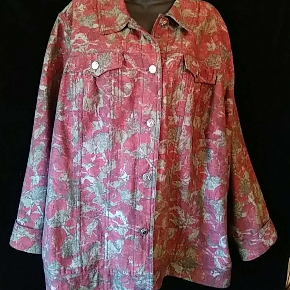 C.J. Banks unlined  floral denim jacket-size 3X