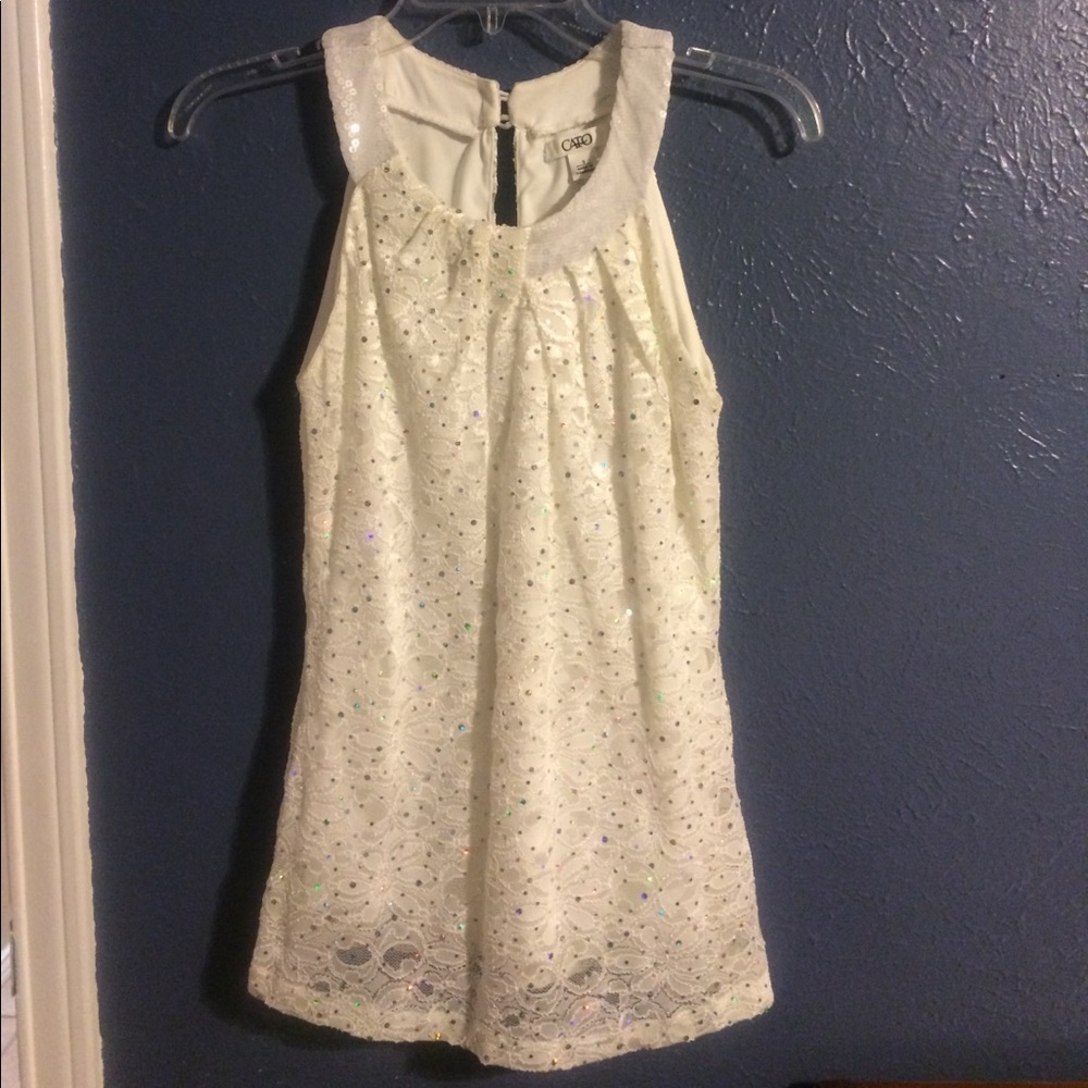 Dressy Lace Tank Top with Sparkly Sequins