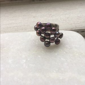 Freshwater pearl sterling silver ring.