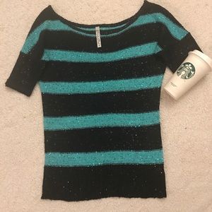 Teal and black glitter sweater