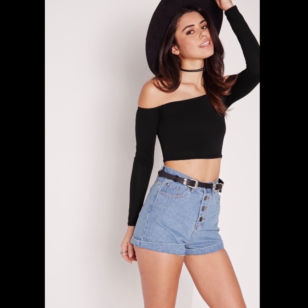 MISSGUIDED Longsleeve Bardot crop top
