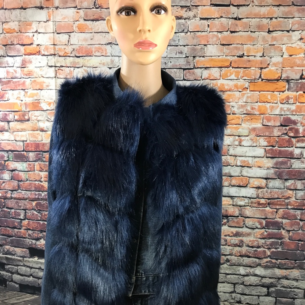 Faux Fur Vest With Leather Inserts