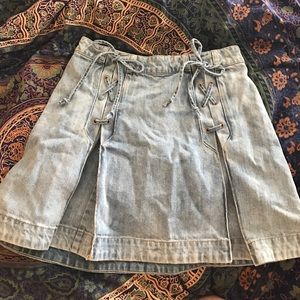 Free people denim tie skirt