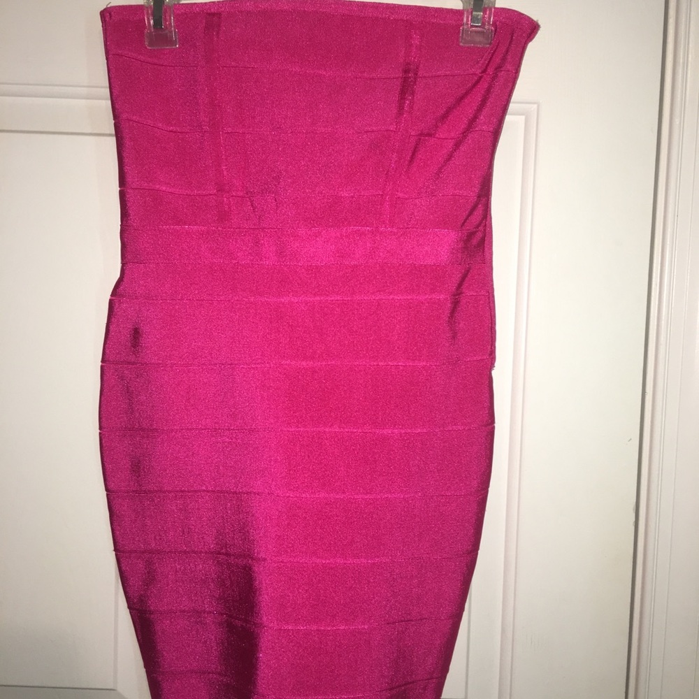Hot pink curve hugging dress