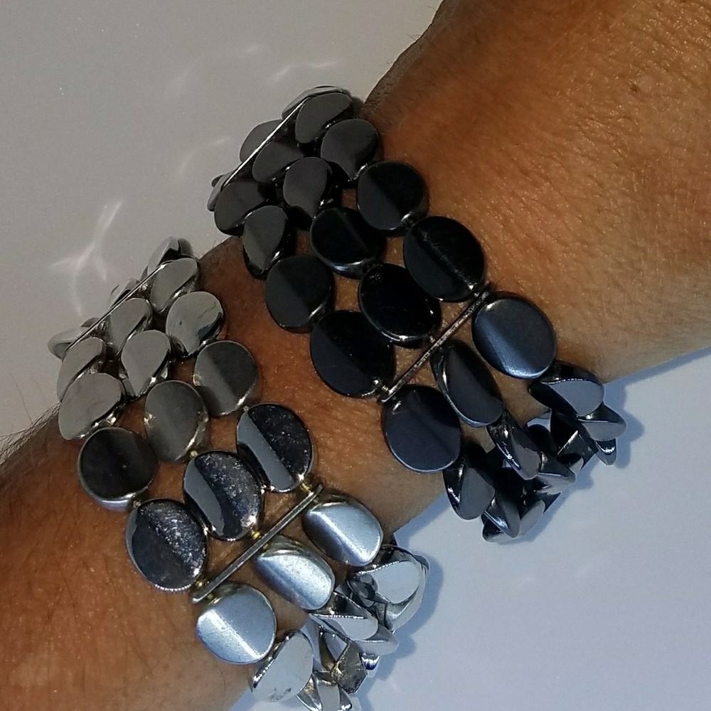 Slate tone and Silver tone bracelets