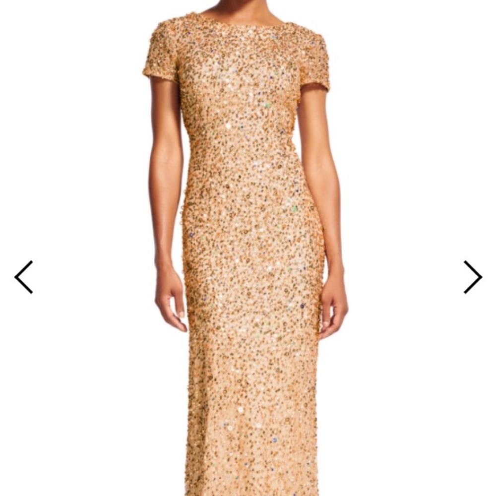 Adriana Papell Scoop Back Sequin Dress