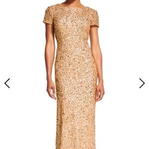 Adriana Papell Scoop Back Sequin Dress