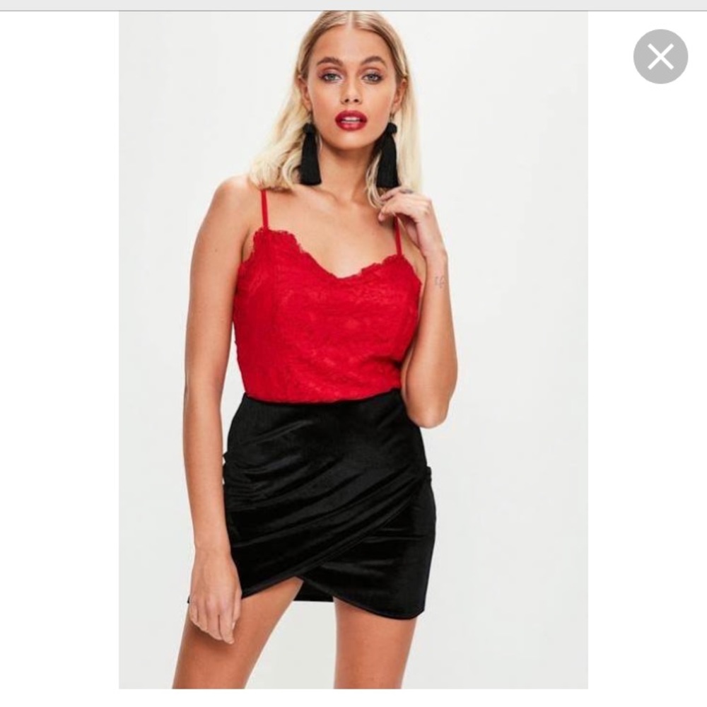MISSGUIDED wrap front velvet skirt- NWT