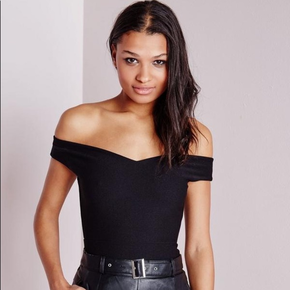 MISSGUIDED Bardot black bodysuit NWT