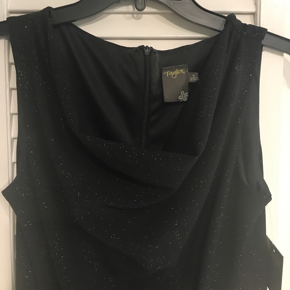 Taylor black and gold speckled sheath dress