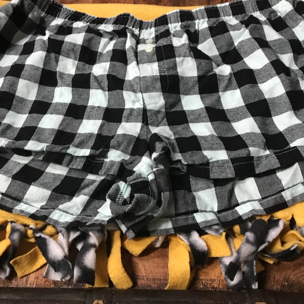 flannel sleep shorts and white tank