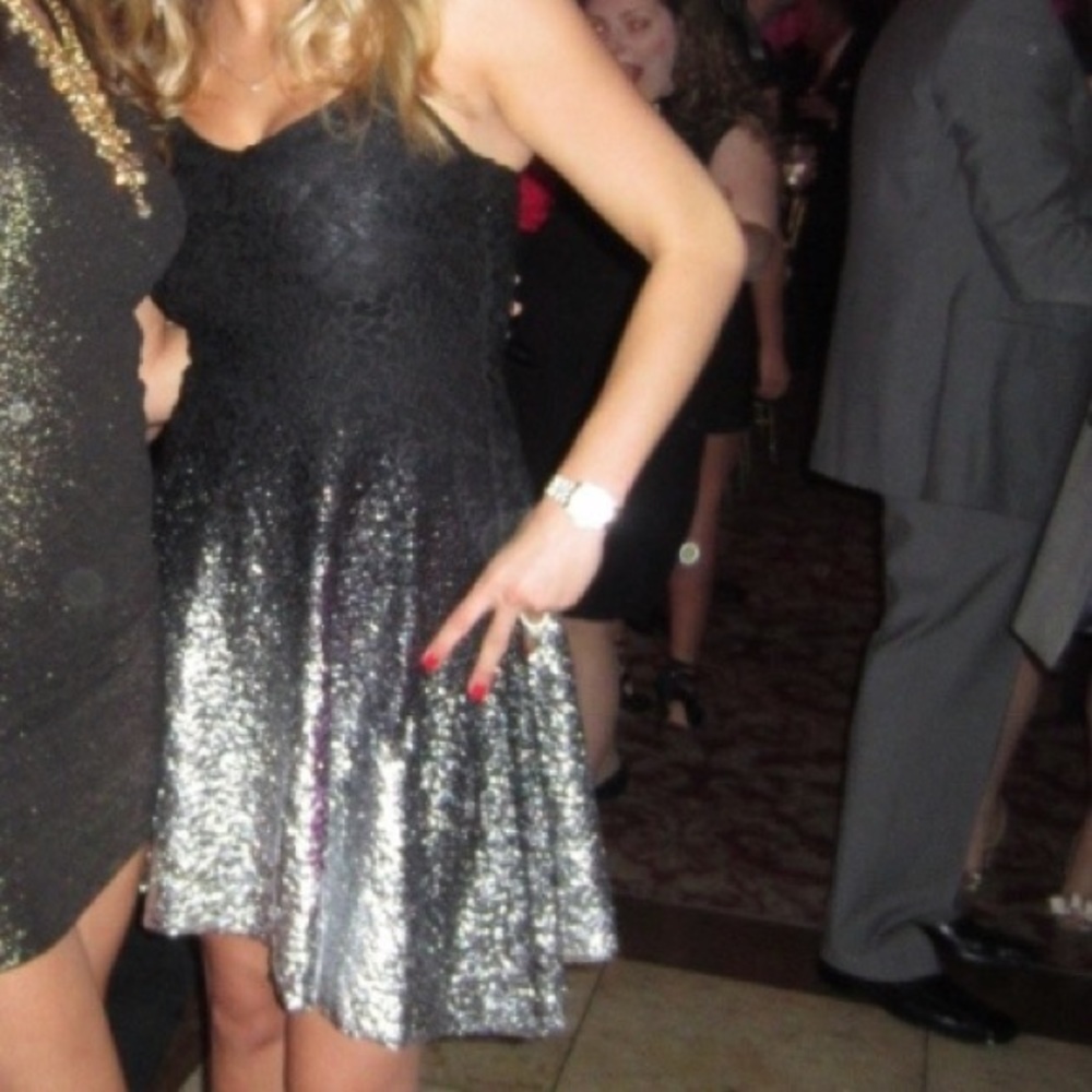 STUNNING Ombré black into silver sequences dress