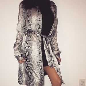 Silk snakeskin trench coat