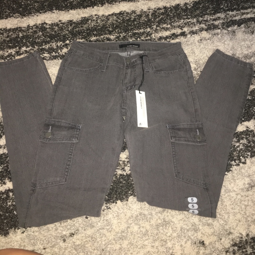 NWT Dark grey flying monkey jeans with side pocket