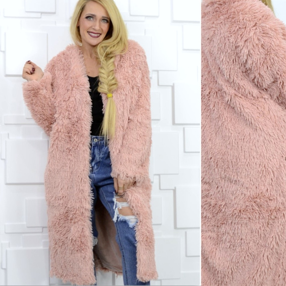 ❤RESTOCKED❤ BLUSH PINK FAUX FUR COAT - Picture 4 of 4