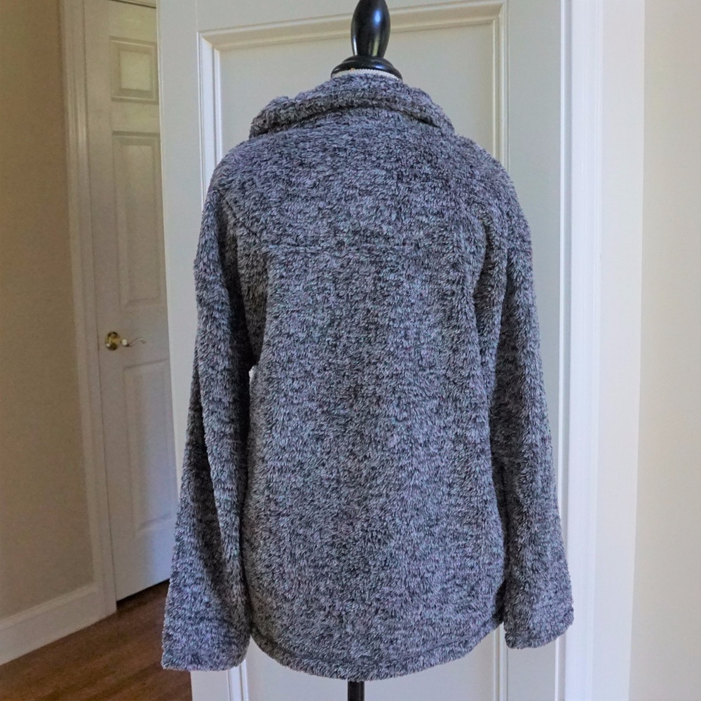 Plush Faux fur pullover jacket coat grey Winter - Picture 4 of 5
