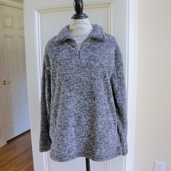 Plush Faux fur pullover jacket coat grey Winter - Picture 2 of 5