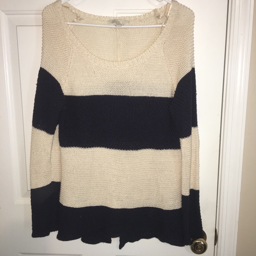 Cream and navy open backed sweater