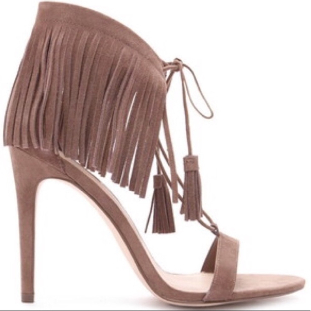 Tan Fringe Heels