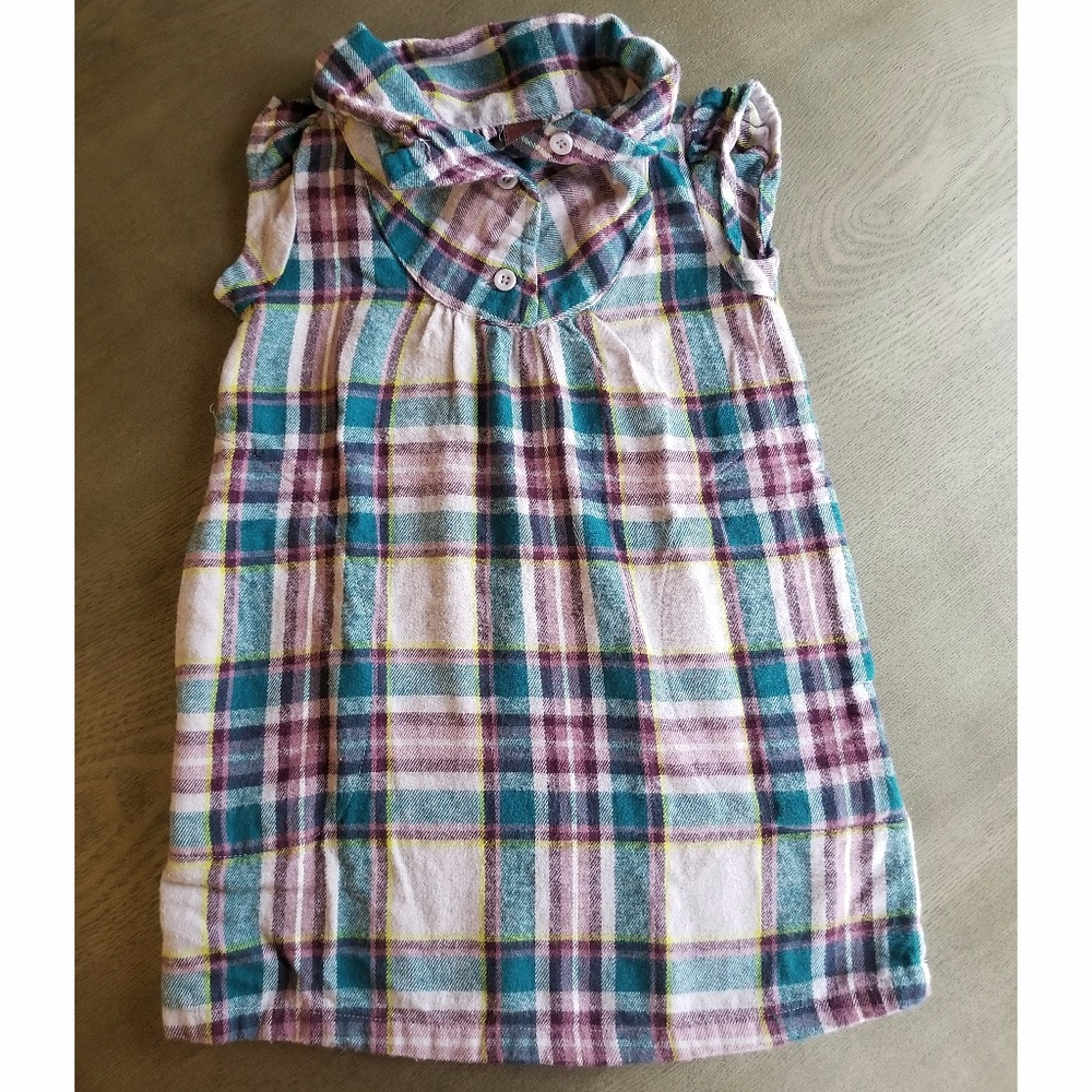 Tea Collection flannel plaid dress girls 3 unworn