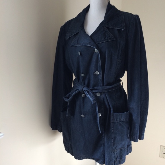 Talbots Jackets & Blazers - Talbots Denim Belted Trench Jacket 14