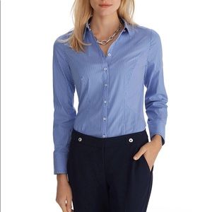 White House Black Market Stripe Poplin Shirt- 0