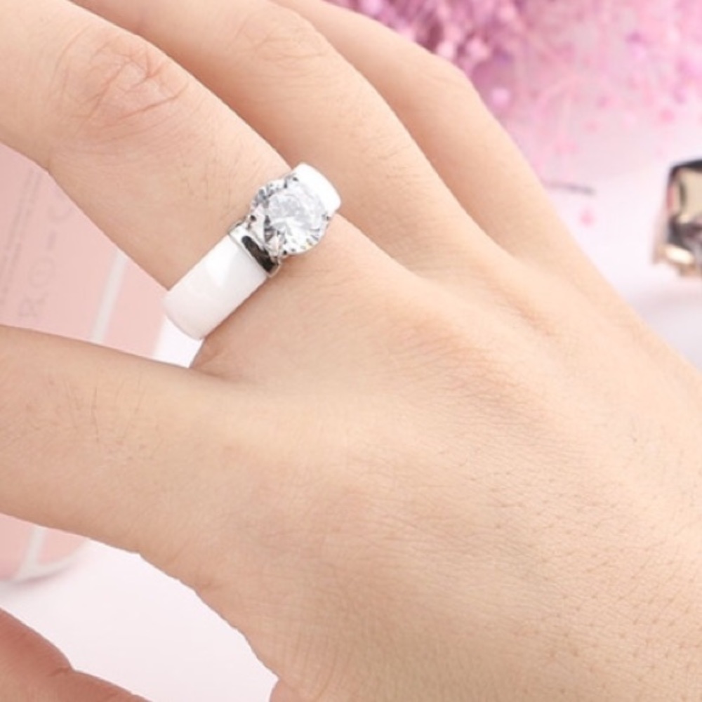 CZ. ring with Ceramic Band