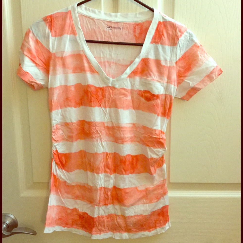 GAP maternity, fitted, striped, v-neck tee