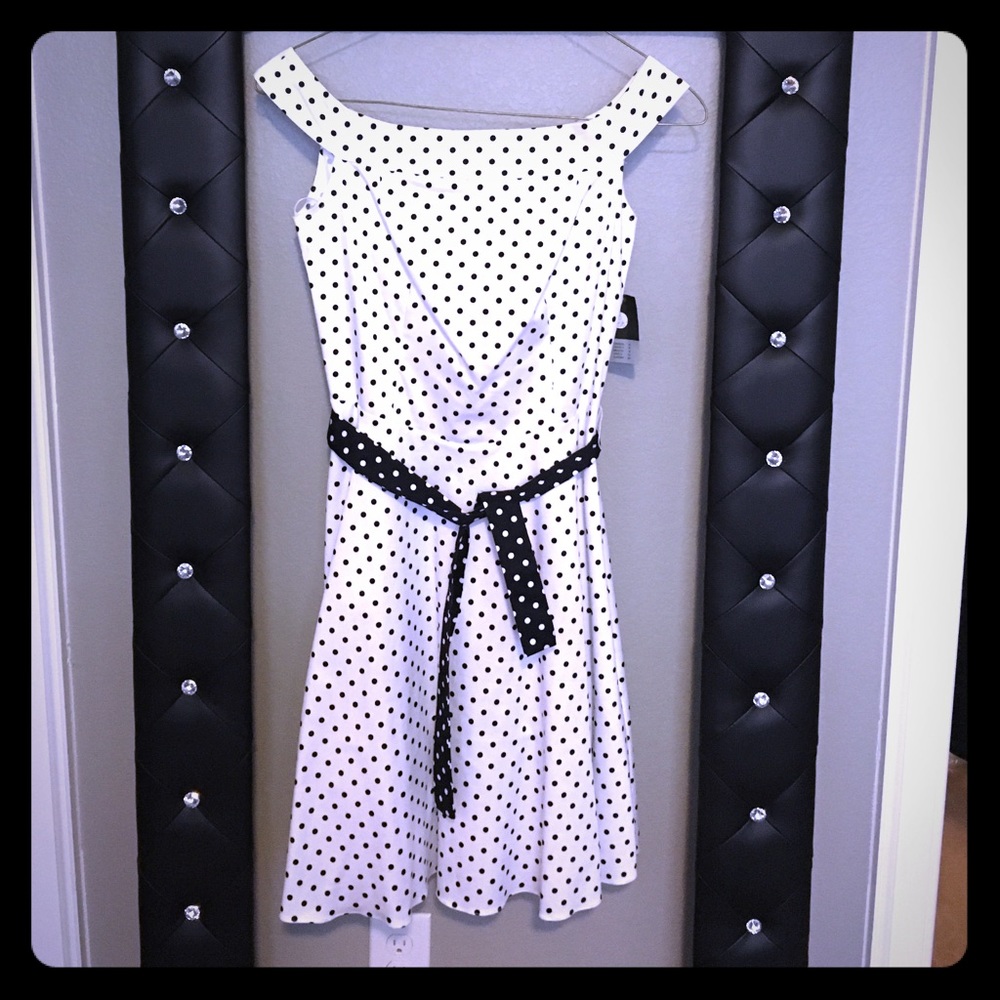 Frank Lyman Design Polka Dot Fit and Flare Dress 8