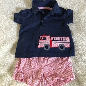 Carter’s baby boy fire truck matching set