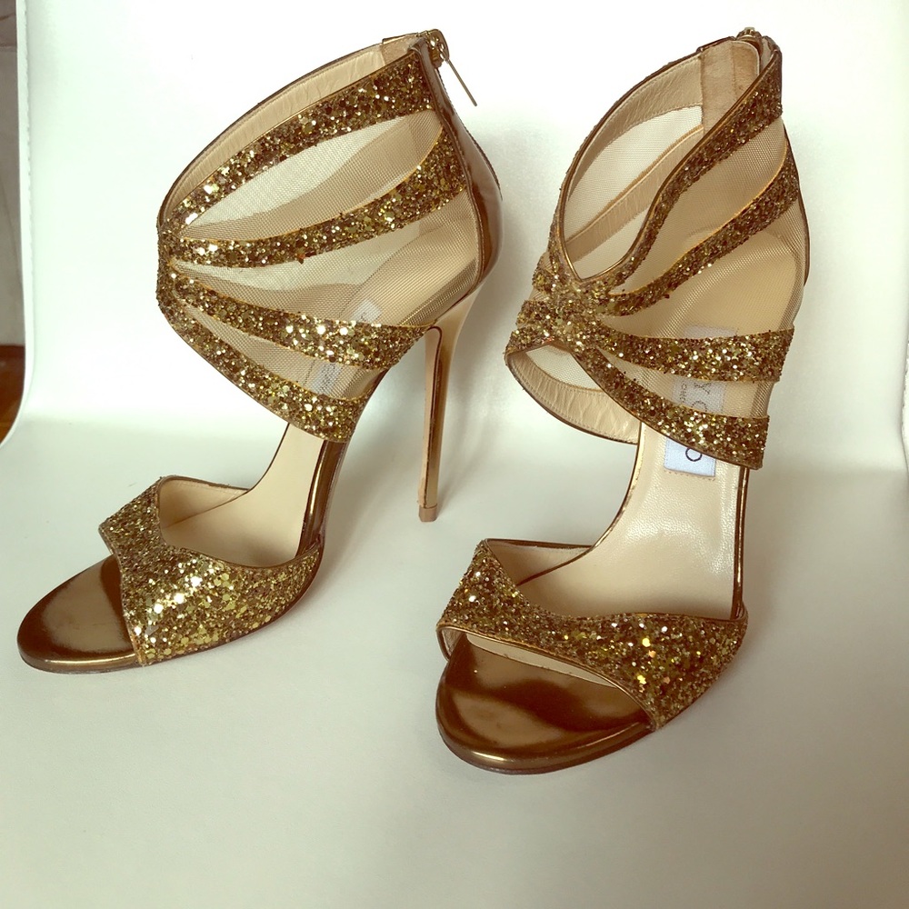Jimmy Choo Leila Gold Glitter Sandal