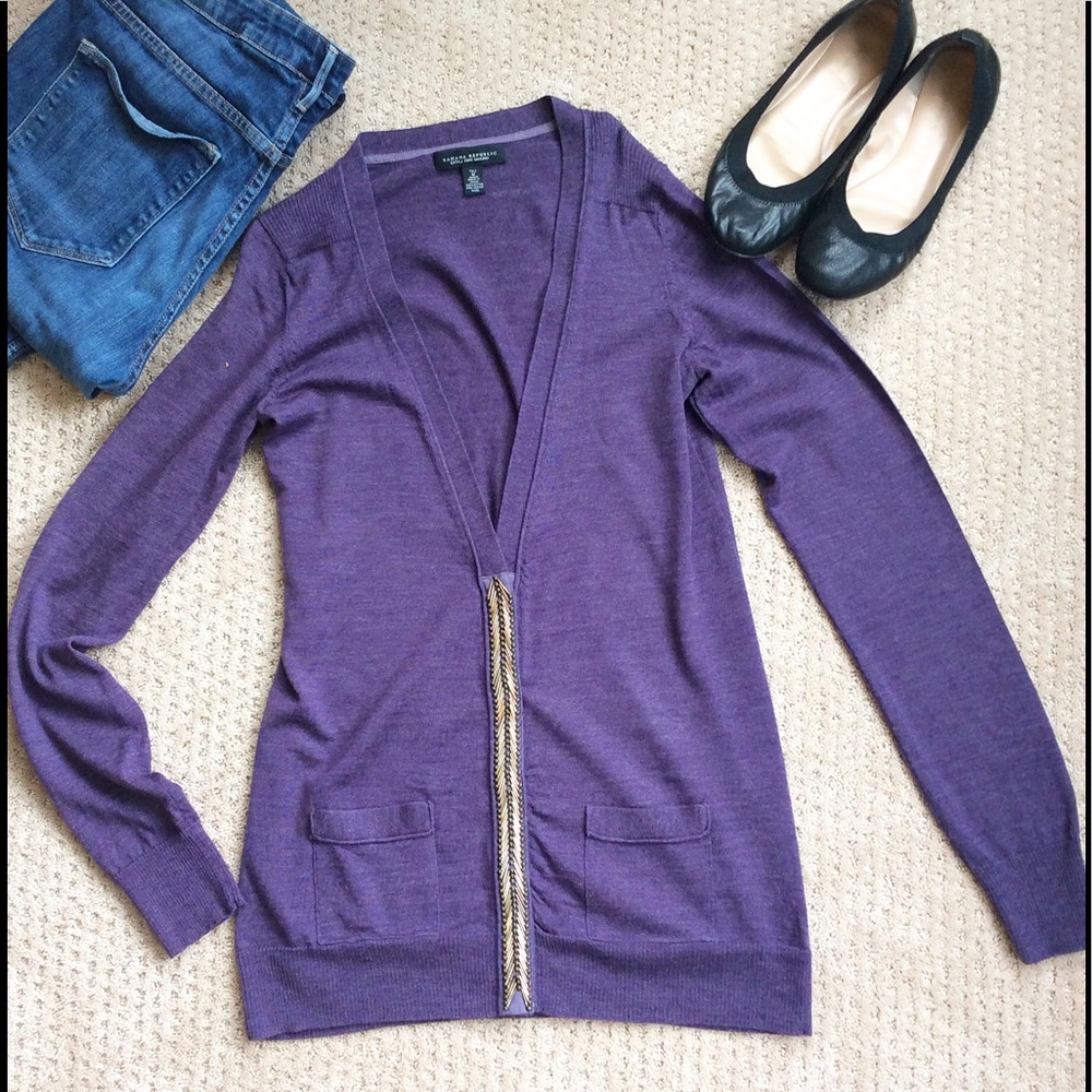 Embellished Merino Wool Boyfriend Cardigan