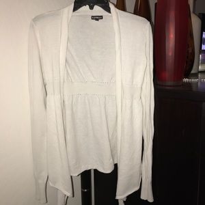 Express open sweater, light material & cream