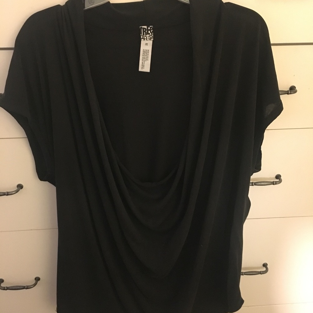Black scoop neck top