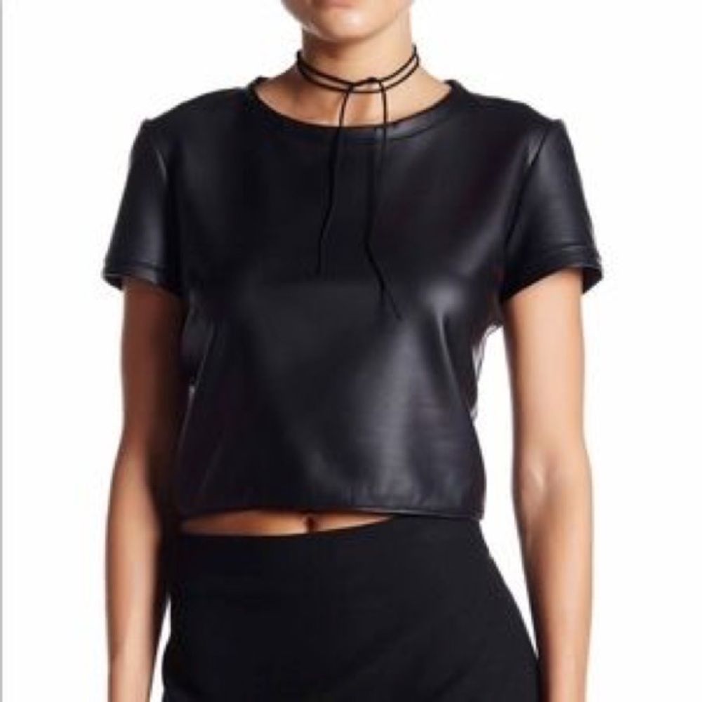 Necessary objects faux leather shirt