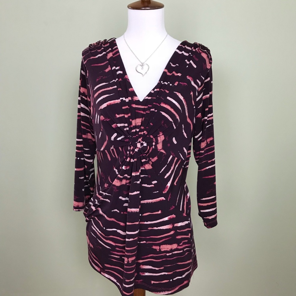 Daisy Fuentes Maroon V-Neck Blouse
