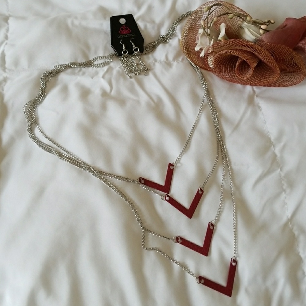 Matching chained linked earrings and necklace