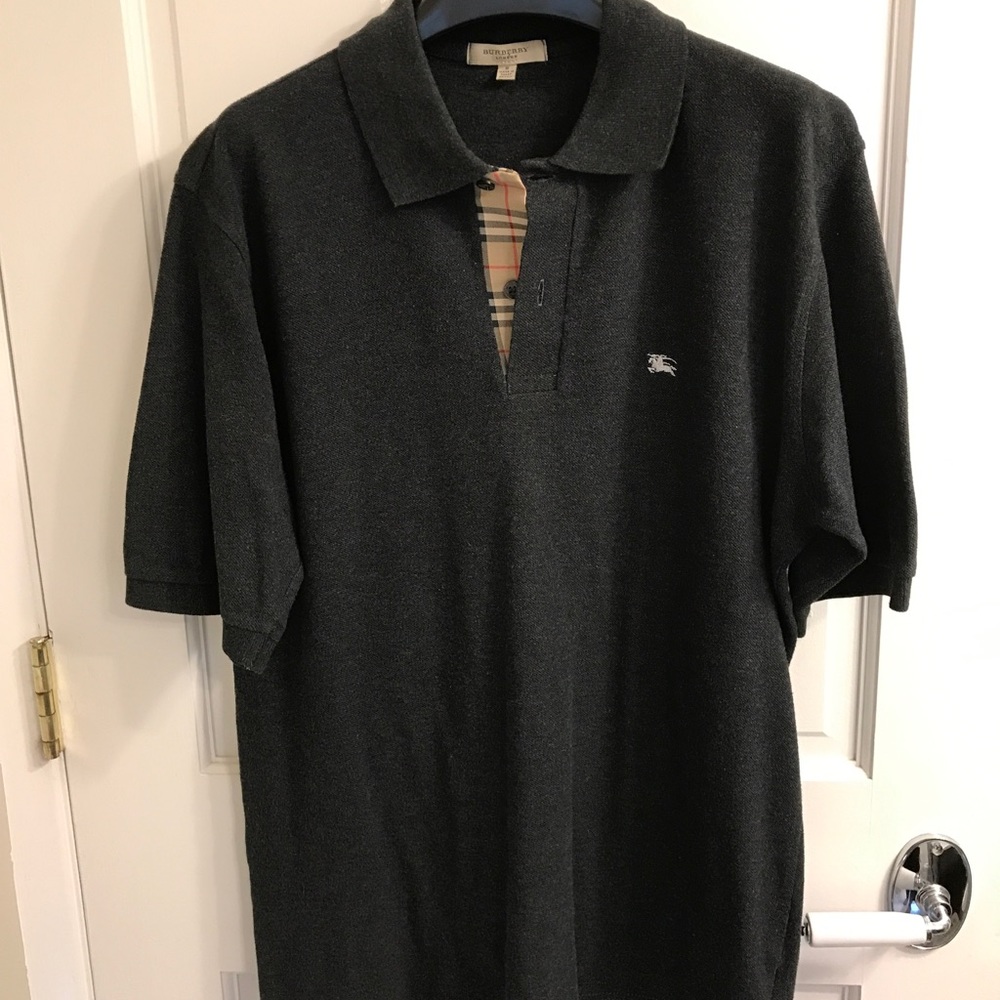 Men's Charcoal Grey Burberry Polo