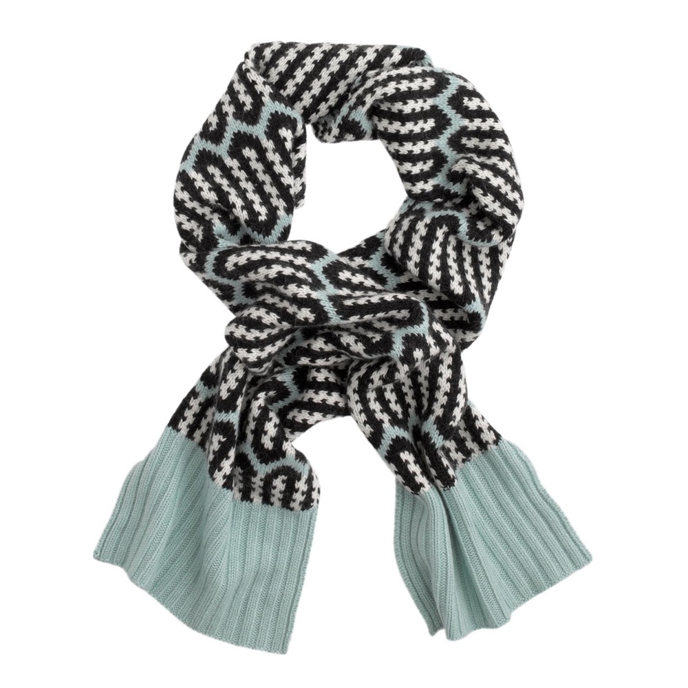 J Crew Lambswool zigzag stripe scarf