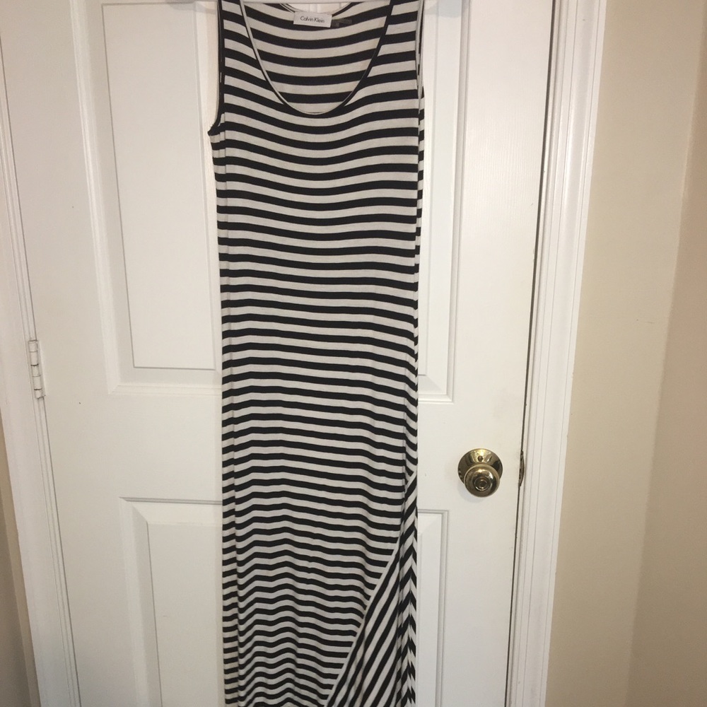 Black and white stripped maxi dress