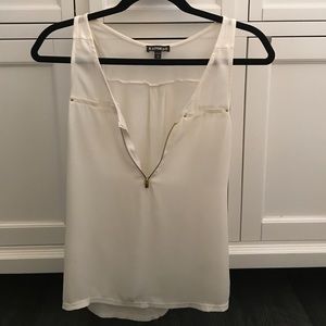 White zipped tank gold detail