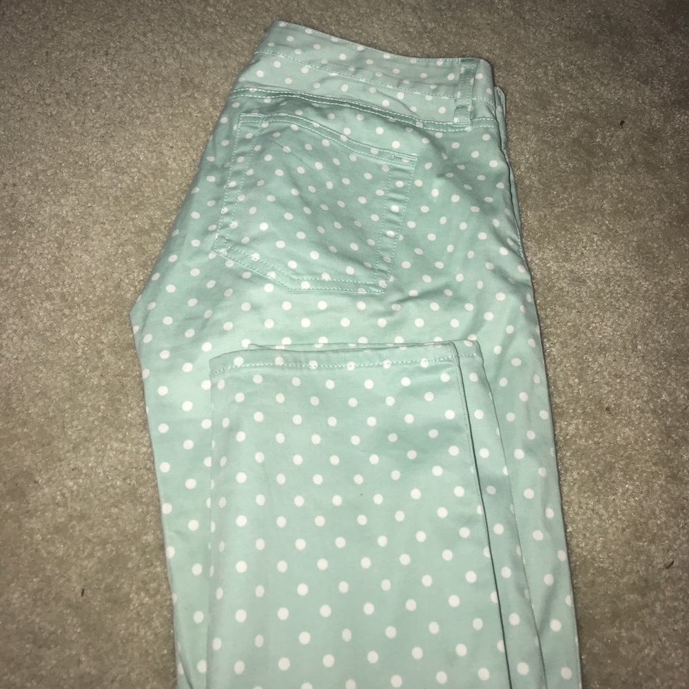 Polka dot mint capris